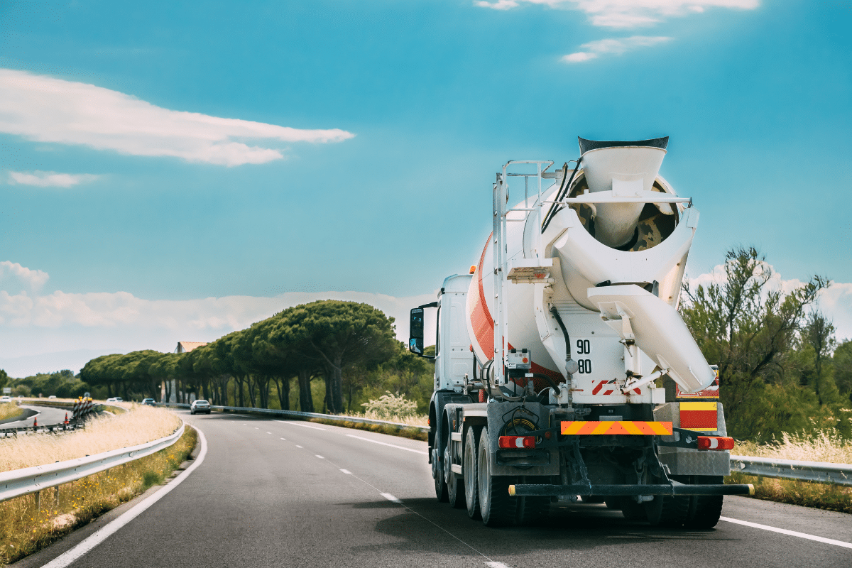 Arnold Ready Mix mixing truck driving on the road